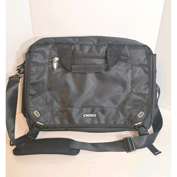 Ogio Multi Zip Messenger Laptop Black Bag Utility Travel Storage Pockets 18"x12" - Picture 3 of 13